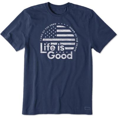 Life is Good Herren Crusher T-Shirts, Kurzarm Baumwolle Rundhals Grafik T-Shirt, LIG Flaggenkreis