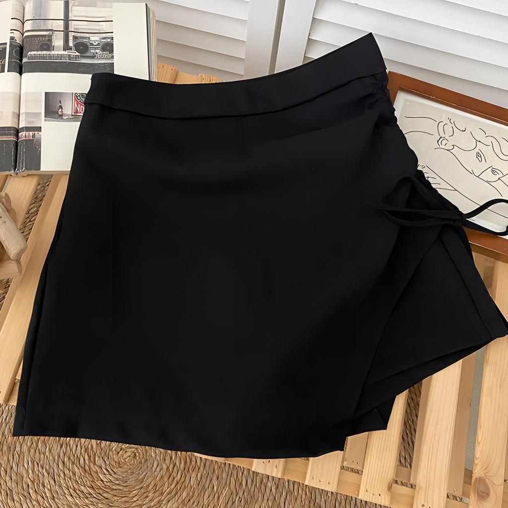 Slim A-Line High Waist Summer Skirt: Short, Anti-Exposure Design