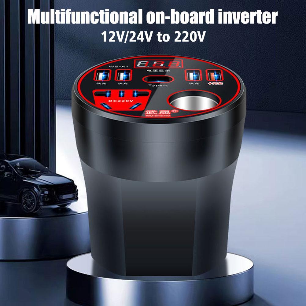 Car Power Inverter 12V/24V TO DC220V Converter Type-C Multi-function Charger Socket 120W Fast Charger Car Power Converter