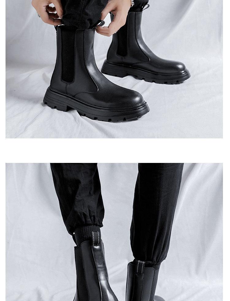 Men's Mid-Calf Platform Chelsea Boots: Thick-Soled, British-Style Short Martin Chimney Boots