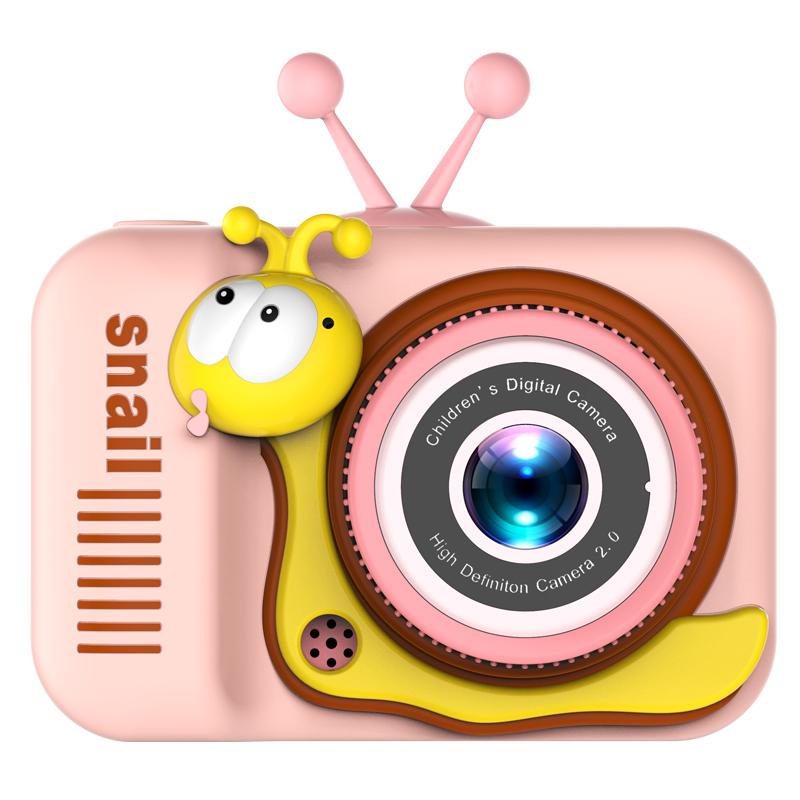 

Q2 Kids Camera Toy Cartoon Snail Shaped Children Photo Video Recorder with 32G Memory Card Pink