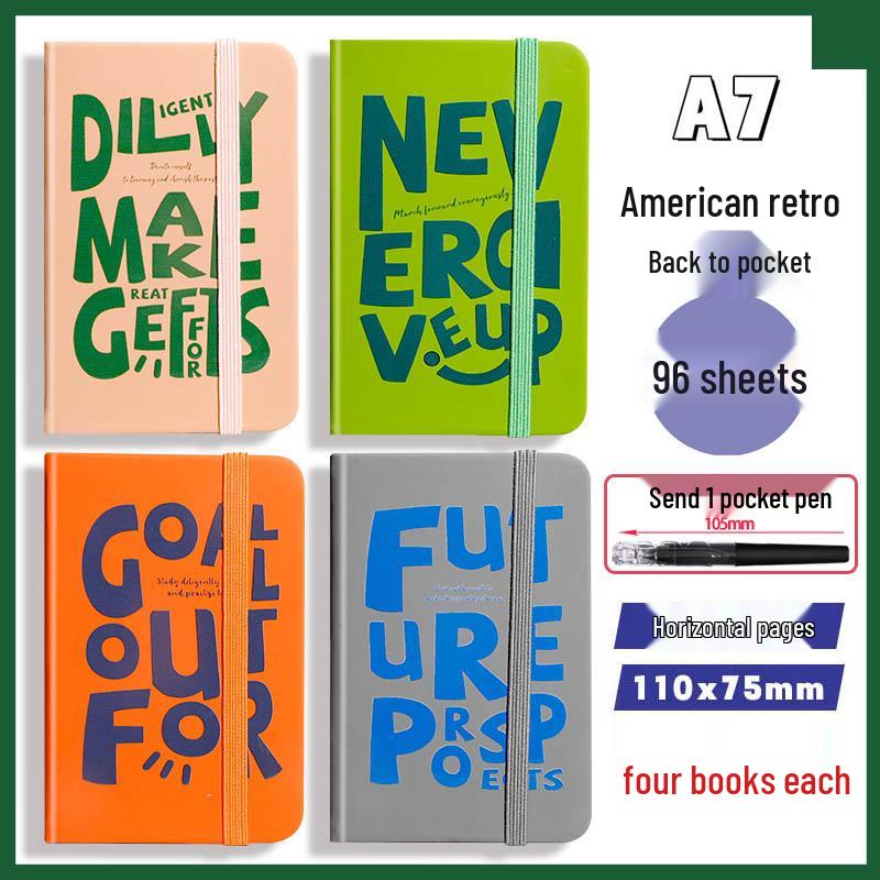 A7 Mini Retro American Pocket-Sized Notebook - Ideal for Students and Birthday Gifts
