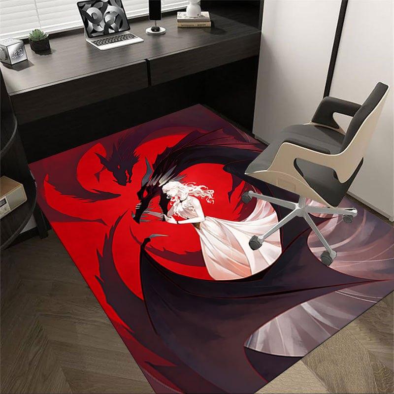 1 alfombrilla para silla de oficina Fire and Blood, Alfombrilla para decoración del hogar, Alfombrilla temática de fantasía, Alfombrilla duradera, Decoración de dragón, Adecuada para amantes de la temática de fantasía