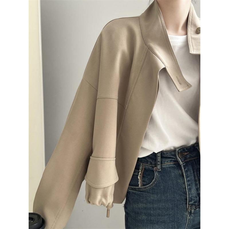 Корейский стиль ретро короткая куртка-бомбер пальто женская весенняя новая свободная — фото 9