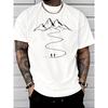 Men's Casual Short Sleeve T Shirt with Mountain Range Path and Hikers Print Trendy Street Style Adult Men Summer Outdoor Casual Wear