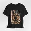 German Shepherd Portrait Tee | American Flag Rustic Dog Shirt