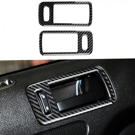 Real Carbon Fiber Car Interior Door Handle Cover For Ford Mustang 2009-2013