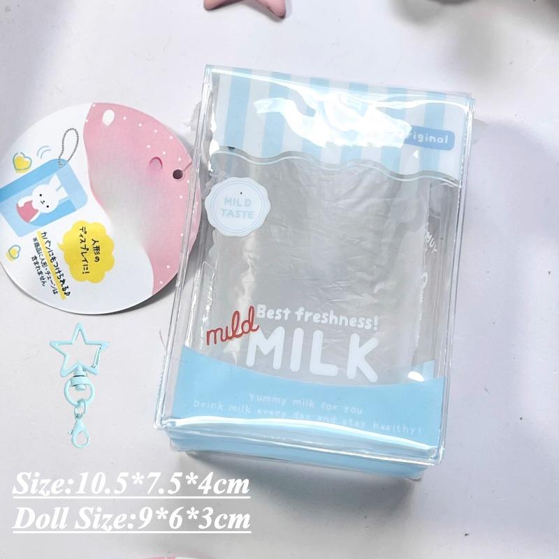 Kawaii Mini Doll Storage Bags with Keychain Cute Candy PVC Bag Transparent Display Bag for Girls Gifts Kids Toys Organization