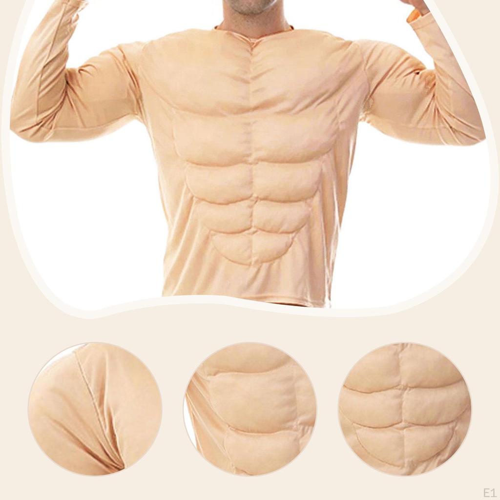 Men Muscle Shirt Costume Chest 3D Adults Bodybuilder Cloth for Roles Play
