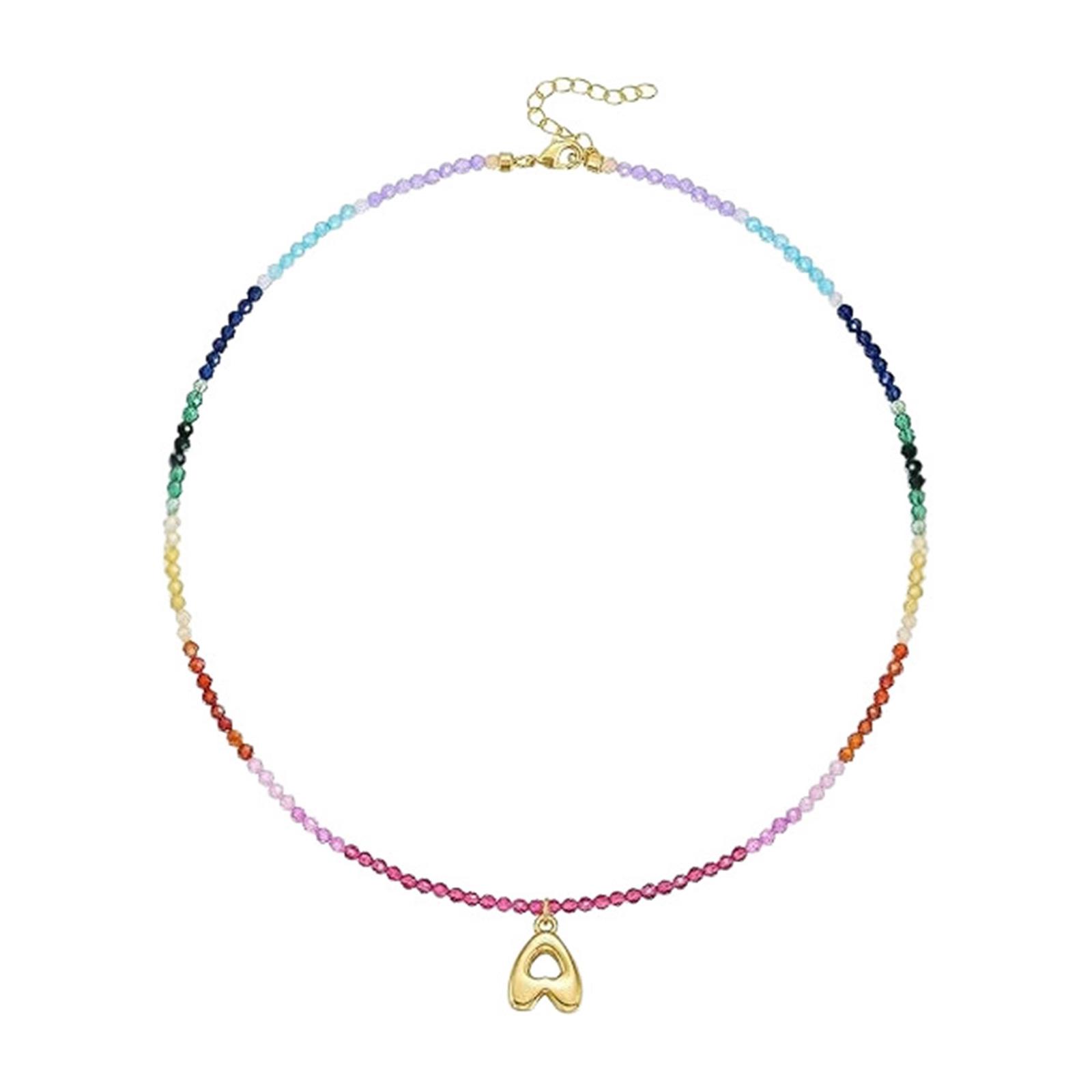 

Позолоченное 14-каратным золотом ожерелье-подвеска в виде буквы из пузырьков с бусинами из радужных драгоценных камней для женщин, пляжная бижутерия для отпуска A