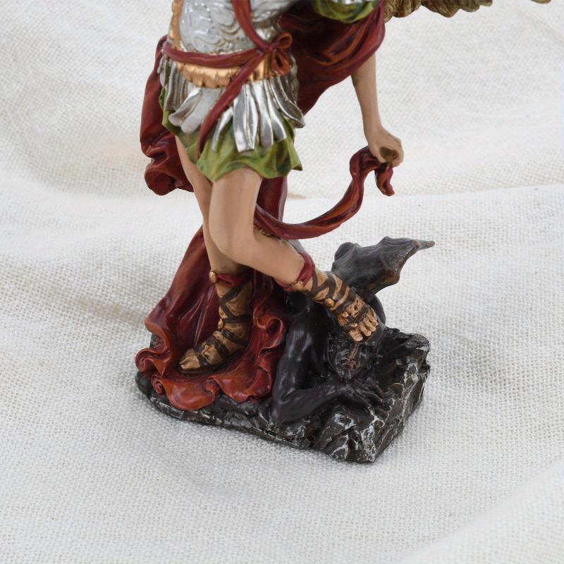 1PC San Miguel Arcangel Statue St Michael The Archangel Victoriously Over Satan Collection Figurines for Collection Decor