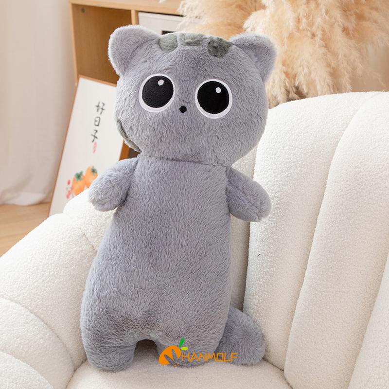 

40/55/65 см кавайная кошка длинная подушка мультяшное животное мягкая кукла плюшевая игрушка черный серый коричневый сиамские кошки спящие обнимашки плюшевый подарок 65cm серый