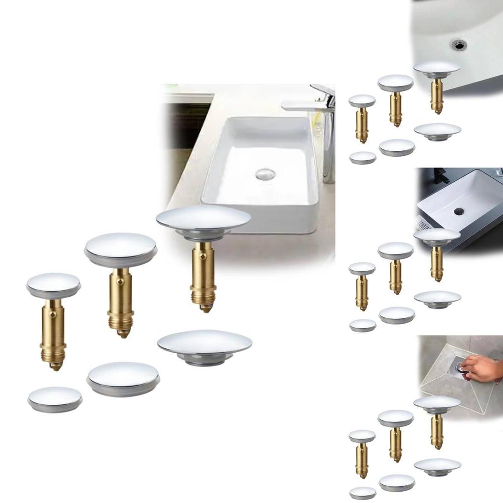 Durable All Copper Sink Stopper Set Featuring Large And Small Push Button Caps