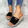 Foreign Trade Large Size Women's Shoes European and American Summer New  Heel Hemp Rope Slippers Women's Thick-soled Cool Slippers Women's Outer Wear