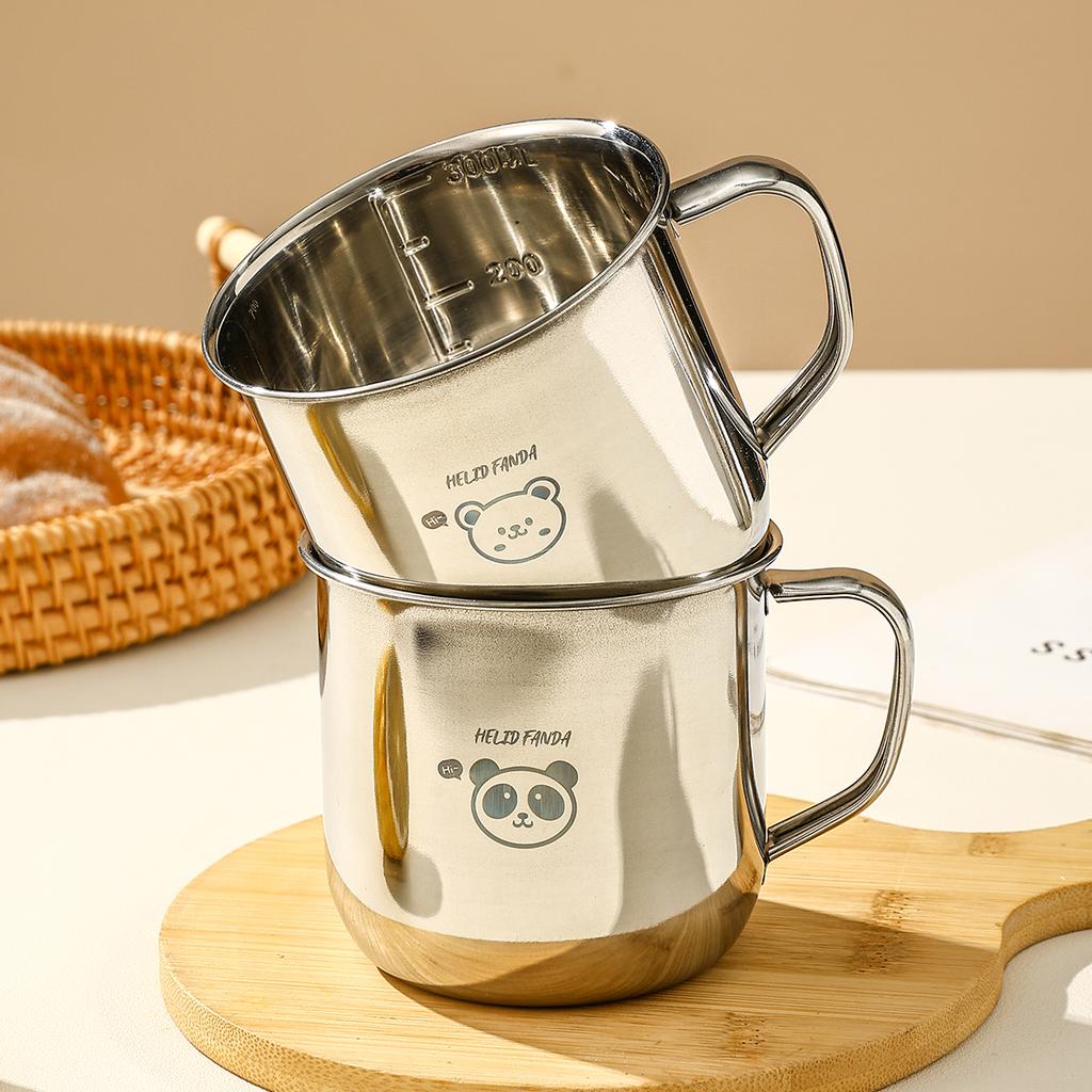  304 Stainless Steel Children Water Cup With Handle 300ML Durable Anti Scald Tea Milk Coffee Mug Mini Kids Drinking Cup