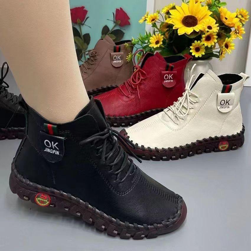 2025 Sneakers Women Shoes Platform Loafers Lace Up Leather Flat Slip-On New Spring Casual Mom Shoe Mujer Zapatos Chaussure Femme