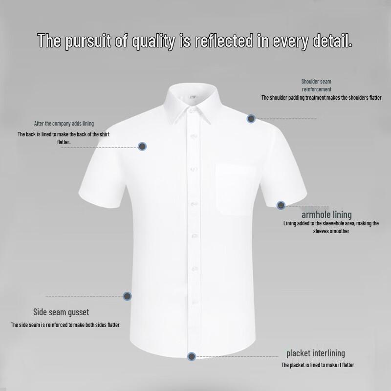 Hodo Men's Pure Cotton Wrinkle-Free Short Sleeve Business Shirt
