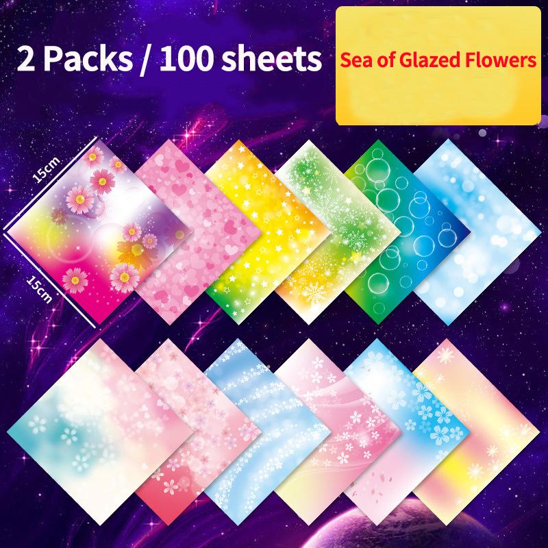 Square Origami Paper Double Sides Solid Color Folding Lucky Wish Paper Crane Multicolor Handmade DIY Scrapbooking Craft Decor