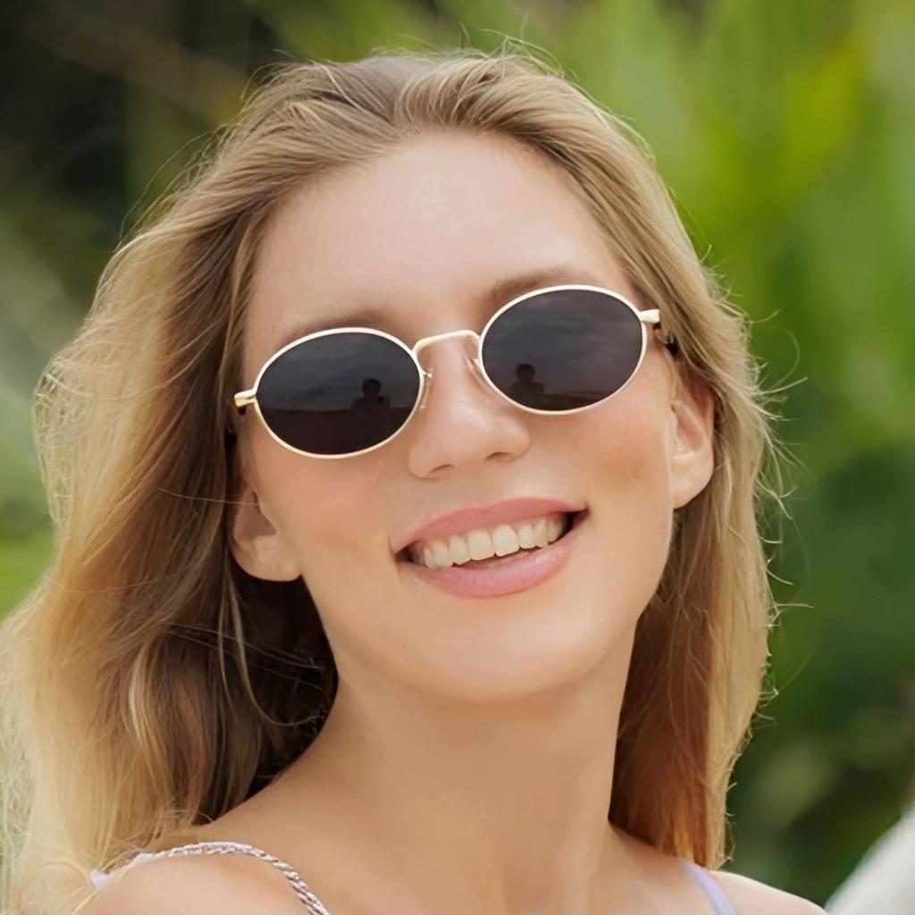 New Fashion Oval Sunglasses Women And Men Luxury Brand Trendy Metal Frame Sun Glasses Uv400 Classic Black Shades