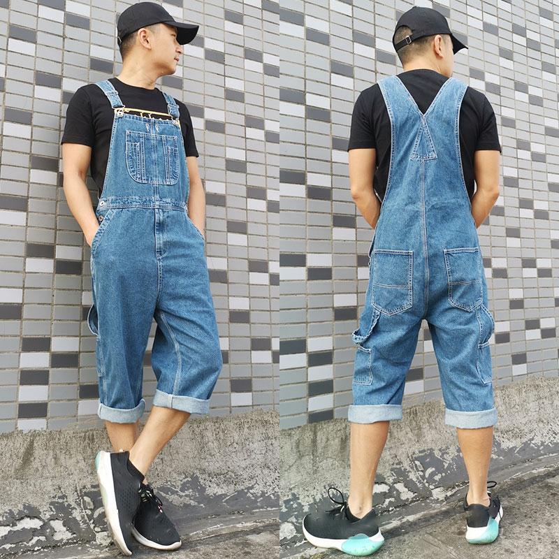 

Мужской джинсовый комбинезон большого размера на лямках, прямые шорты, светло-голубые шорты, мужские джинсовые шорты, больше размеров 30-48 50 50 синий