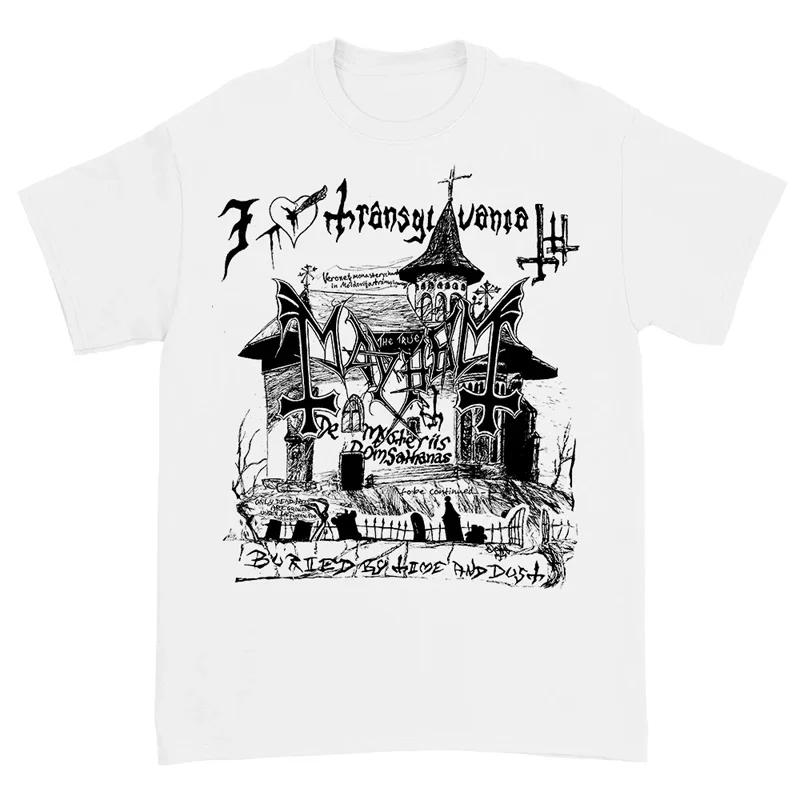 2025 Summer Mayhem Norwegian Band Black Metal Rock Dark Wind Red American Retro Punk Street Men's and Women's Crewneck T-shirts