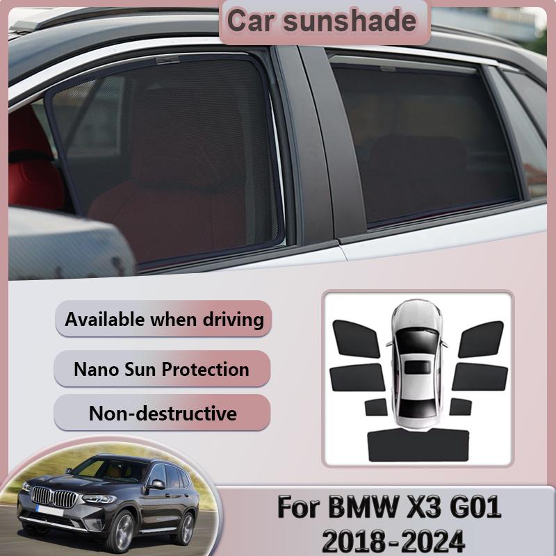 Car Mesh Sunshade For BMW X3 G01 Accessories 2018-2024 2019 2020 2021 2022 2023 Windshield Sun Visor Sunscreen Privacy Curtains