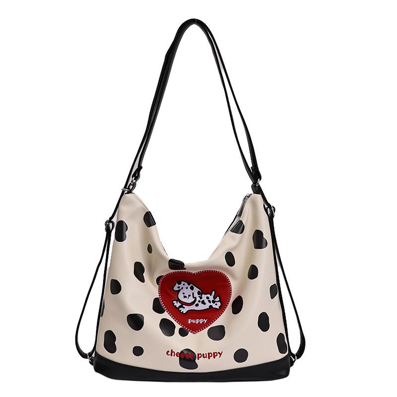 Schoolbagins niche cute polka dot puppy tote bag birthday gift commuter shoulder armpit bag crossbody backpack