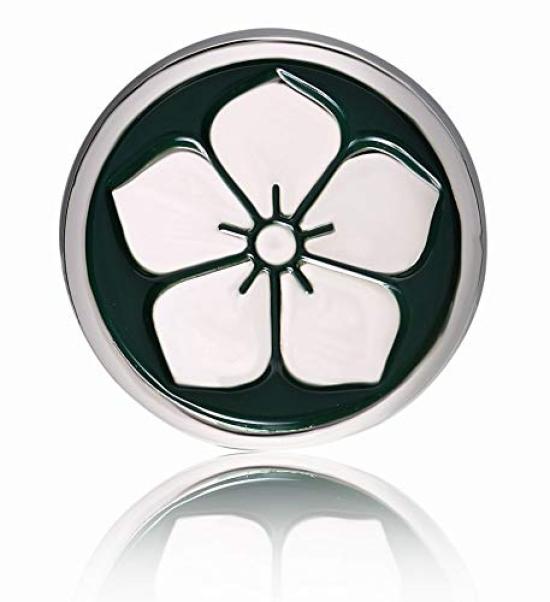 Don Flyee Akechi Mitsuhide Pin Badge with Family Crest and Kikyo Crest, and Butterfly Clutch Design, Alloy, Historical Accessory, Gift (C0060)