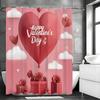 Happy Valentine's Day Red Heart Gift Shower Curtain, Bathroom Decorative Shower Curtain, Waterproof Shower Curtain with Hooks