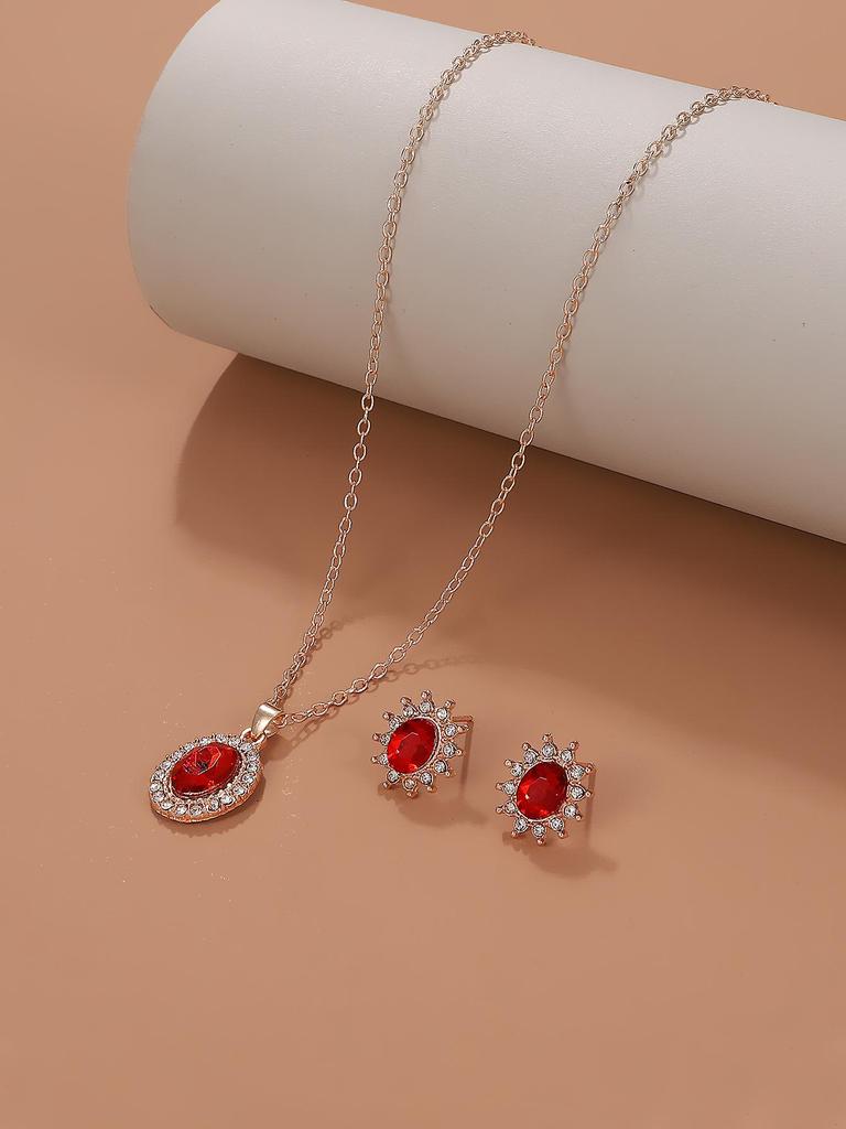 Elegant Pearl Teardrop Necklace & Stud Earrings Set for Bridal