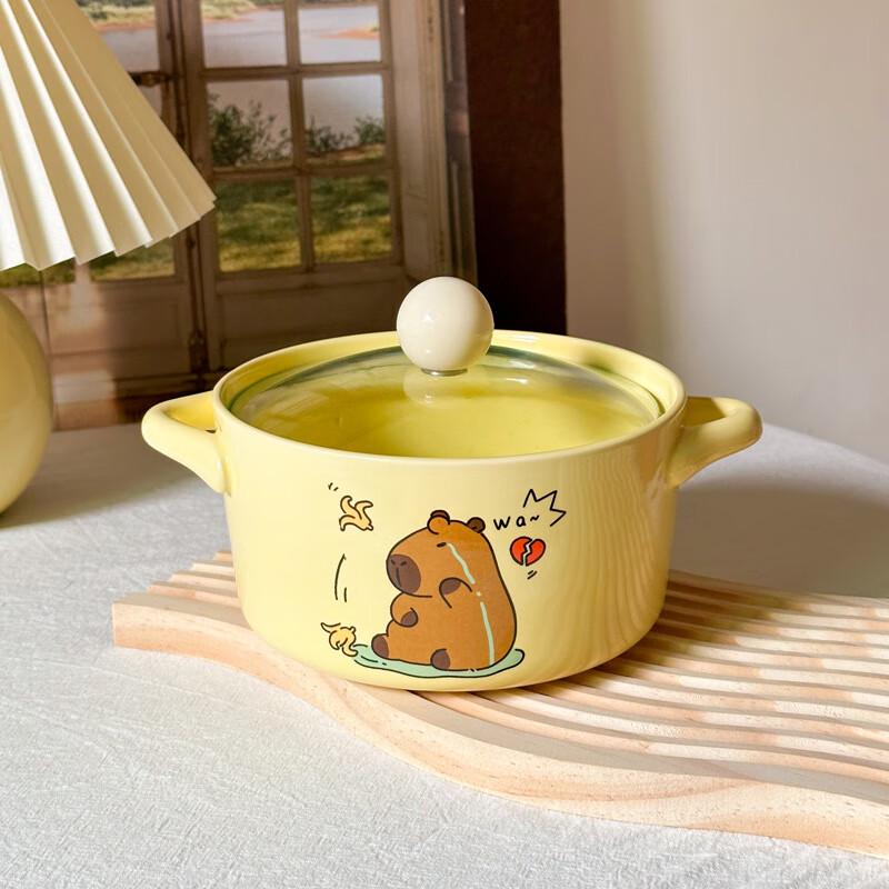 ZISIZ Cute Capybara Ceramic Noodle Bowl