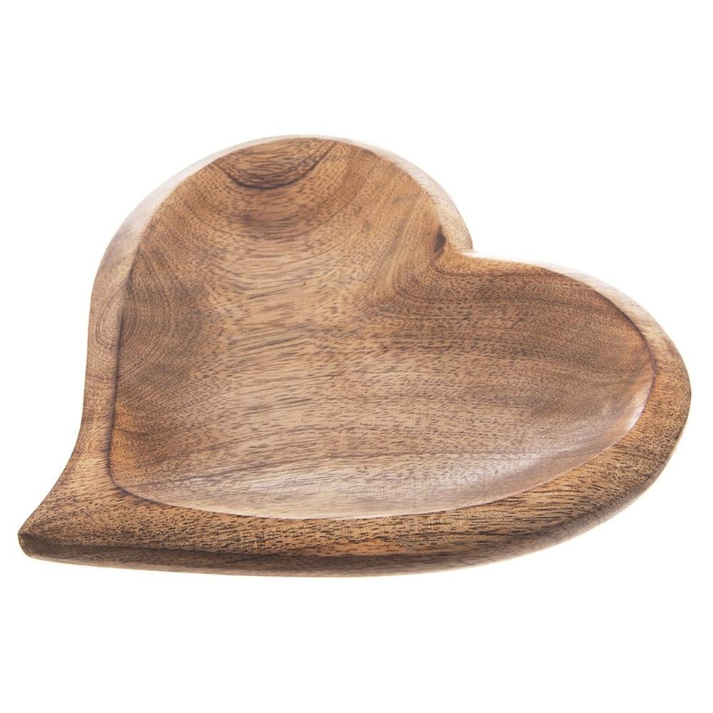 Wooden Snack Plate for Serving Appetizers Heart 20x21 cm Mango