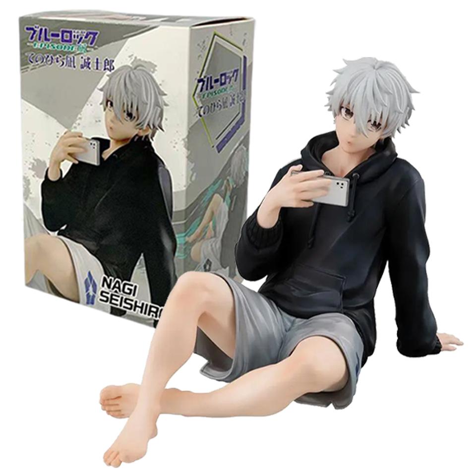 Blue Lock Anime Sitting Palmar Center Cute Nagi Seishiro Figure Model PVC Desk Decoration Toys Kids Birthday Gifts