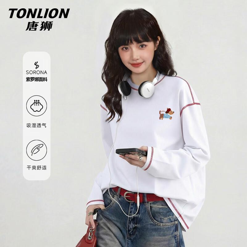 TonLion Women s Anti-Mite Color-Block Long Sleeve T-Shirt L