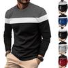 Men'S Outdoor Casual Loose Round Neck T-Shirt Color Block Long Sleeve Undershirt Spring Autumn Fashion Anti Wrinkle Pullover