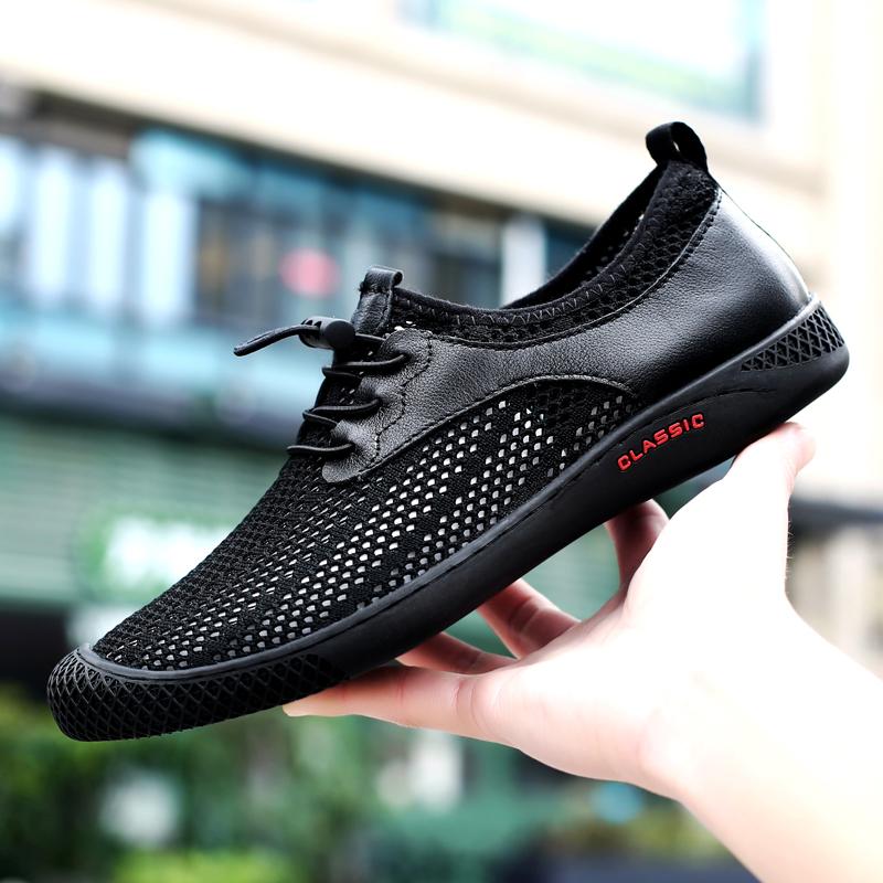 Męskie Mokasyny Duży Rozmiar Buty Płaskie Kapcie Wsuwane Męskie Buty do Jazdy Moda Lato Oddychające Puste Styl Miękkie Męskie Mokasyny