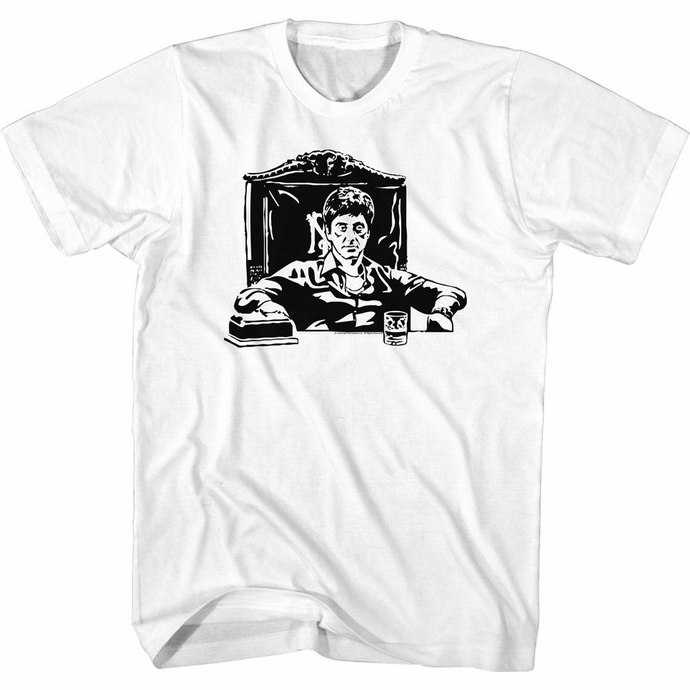 Scarface Tony at Desk White Adult T-Shirt Mens Womens Tees Top XL