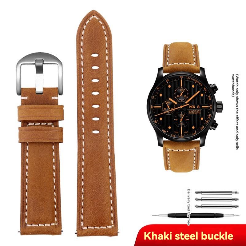 Genuine Leather Watch Band for Panerai/Tissot/Mido/Omega/IWC | 20mm 22mm 24mm 26mm | Retro Crazy Horse Cowhide Strap for Men