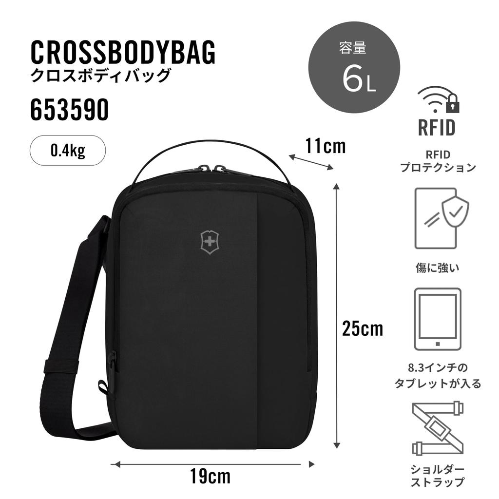Victorinox Travel Essentials Crossbody Bag with Electronic Device Fits Shoulder Bag with Shoulder 6L Perfect for Business Black Compartment, 8.3-inch