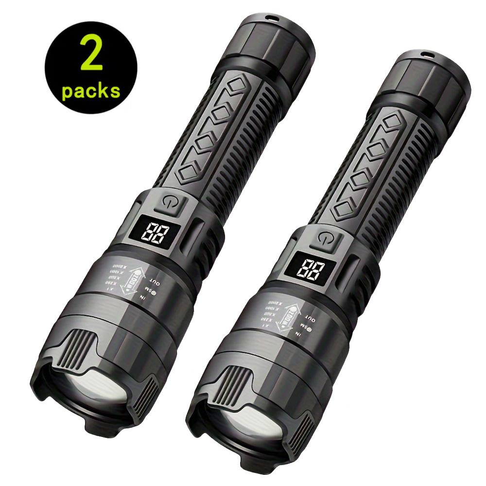 High Power LED Flashlight Tactical Torch USB Rechargeable Power Display Zoom Waterproof Lamp Camping Fishing Emergency Outdoor