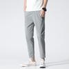 Trendy ice silk ultra-thin section nine-minute trousers Slim small feet breathable straight men's casual trousers