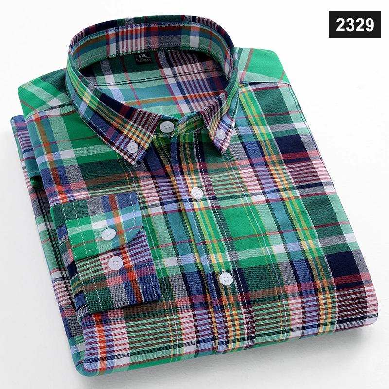 Men Cotton Oxford Striped Casual Long Sleeve Shirts New Fashion Businessman Office Daily Classic Men Top Clothing Dress Regular