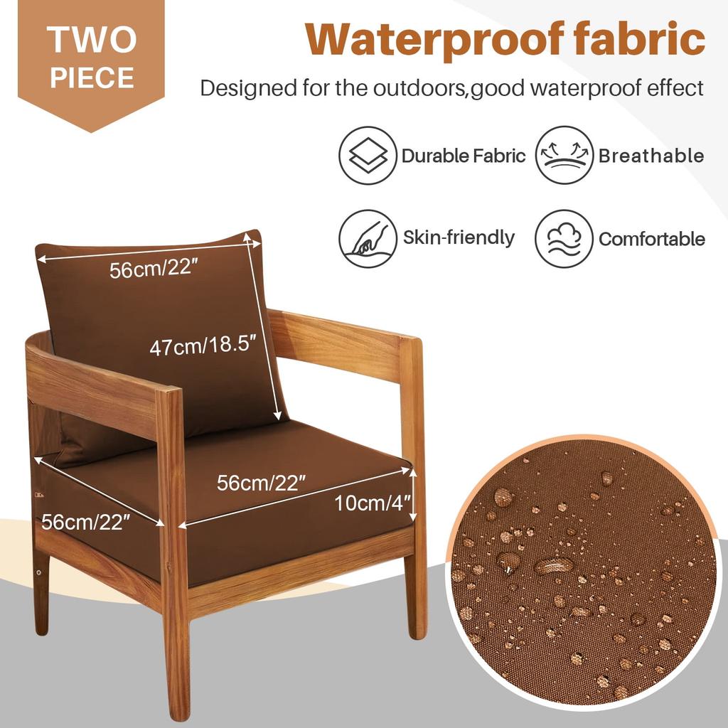 Outdoor Chair Cushions Set of 2, Thick High-Density Memory Foam Deep Seat Cushion, Waterproof & Fade Resistant Patio Furniture Cushions
