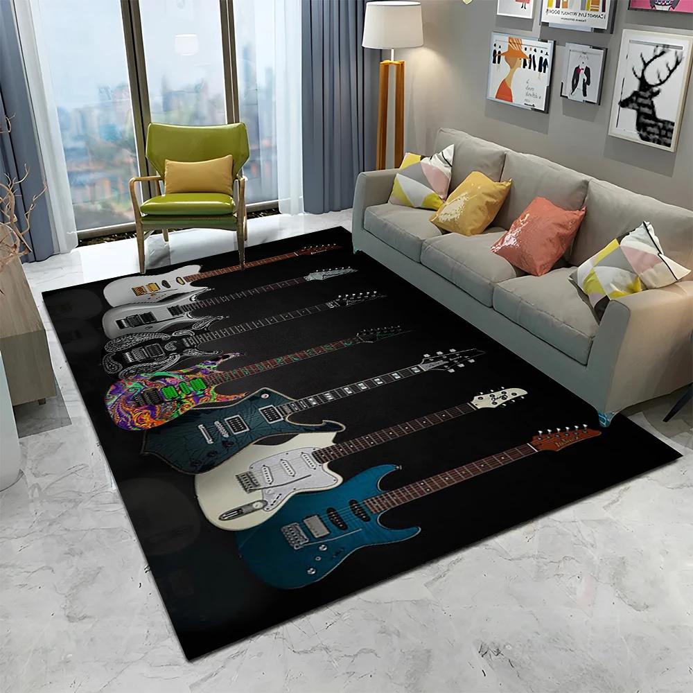 Electric Guitar 3D Classical Guitar Carpet Rug for Home Living Room Bedroom Sofa Doormat Decor,kids Area Rug Non-slip Floor Mat