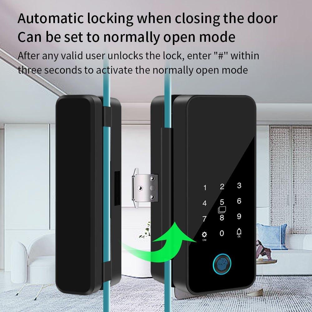Intelligentes Fingerabdruck-Glastürschloss APP Bluetooth Elektronisches Schloss Haus Büro Sicherheitszugangskontrollsystem