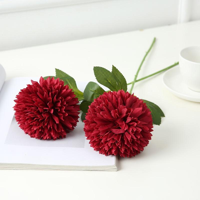 10 Pcs Artificial Chrysanthemum Ball Silk Flowers Flowers for Bride 52cm Single Stem Chrysanthemum for Wedding Bouquets Party Home Garden Decor