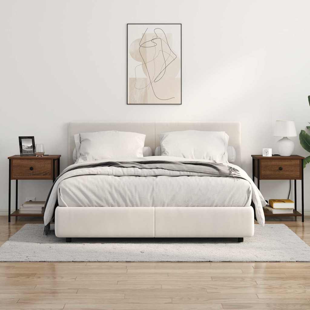 Nightstand Set of 2 Brown Oak Effect 42 x 41 x 56 cm