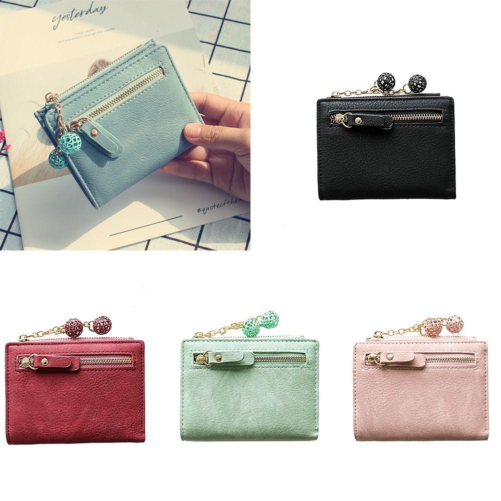 

Двойной кошелек для монет, держатель для карт из искусственной кожи, новый женский кошелек для женщин-студентов