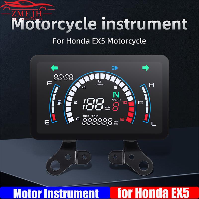 Motorcycle trument for Honda EX5 Large Dashboard Speedometer ODO TRIP 0-12000RPM Tachometer Fuel Gauge Time Voltage