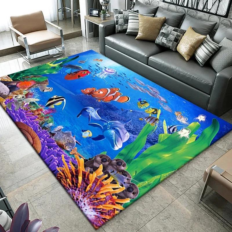 3D Beach Sea Waves Pattern Carpet Door Floor Mat Fish Doormat Non-slip Floor Mat Living Room Rug Home Room Bedroom Decoration